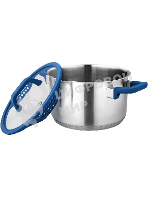 Кастрюля Lara LR02-793 Сапфир 4,9 л, 22x11 см, нержавеющая сталь, с крышкой, индукция