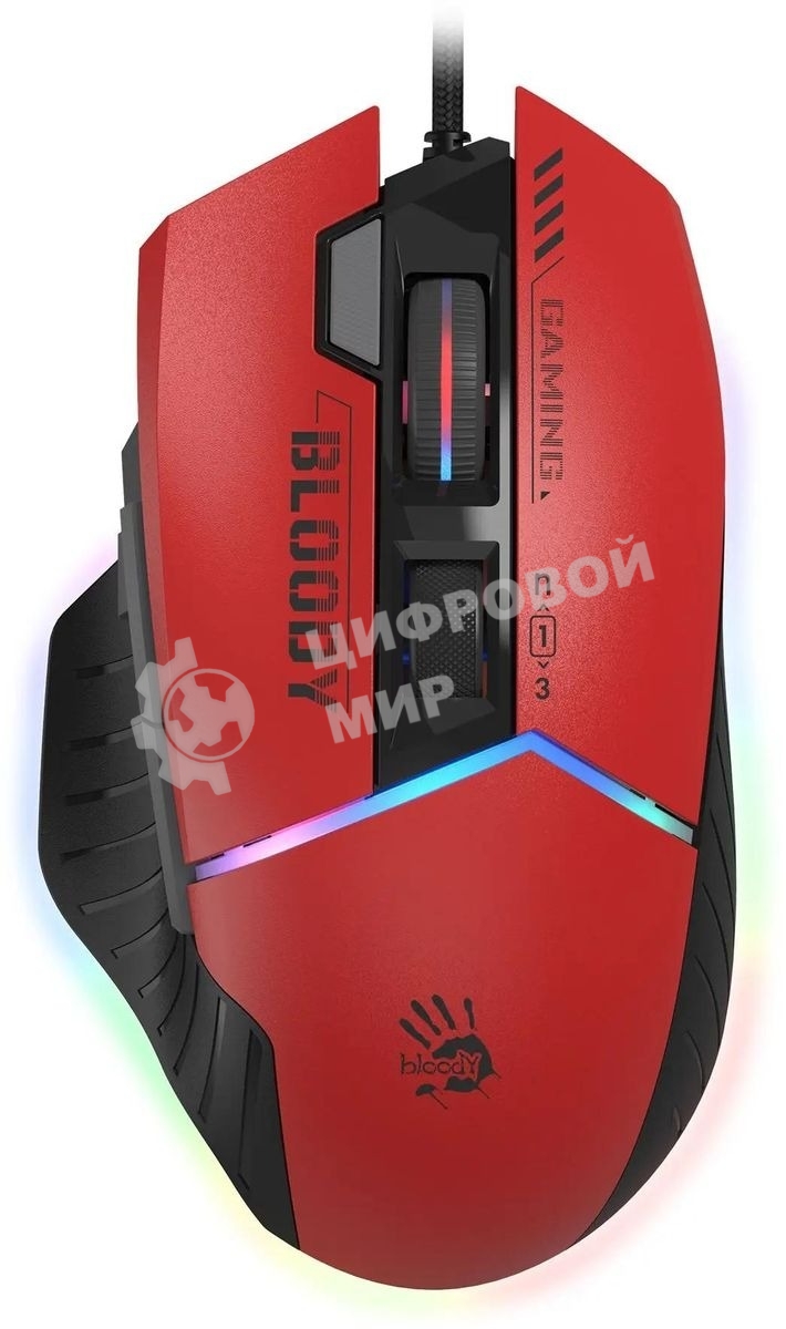 Мышь проводная A4Tech Bloody W95 Max Sports красный/черный оптическая (12000dpi) USB (10but)