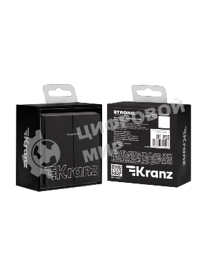 Выключатель Kranz STRONG 2 кл с подсветкой 10А с/у антрацит