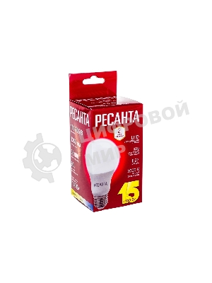 Лампа светодиодная Ресанта LL-R-A65-15W-230-3K-E27 груша, 15 Вт, тепл., Е27