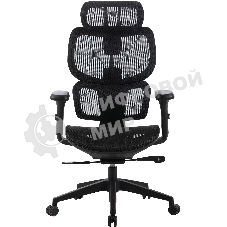 Кресло Cactus CS-MC555-BK черный, сетка, 150 кг, подголовник, регулируемые подлокотники, механизм качания