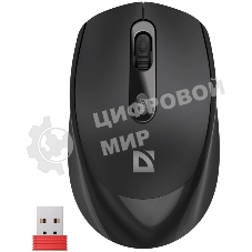 Мышь беспроводная Defender Vision MS-376 черный, 1600 dpi, радиоканал, Bluetooth, USB, кнопки - 4