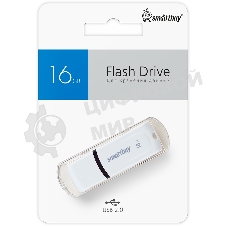 Флешка USB Smartbuy Paean white (SB16GbPN-W), 16Gb, USB 2.0, R/W 20/10, белый