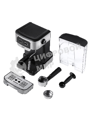 Кофеварка рожковая BBK BCM1500 черный/нержавеющая сталь, исп. кофе - молотый, 1.8 л, 1200 Вт, 20 бар