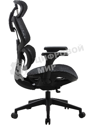 Кресло Cactus CS-MC555-BK черный, сетка, 150 кг, подголовник, регулируемые подлокотники, механизм качания