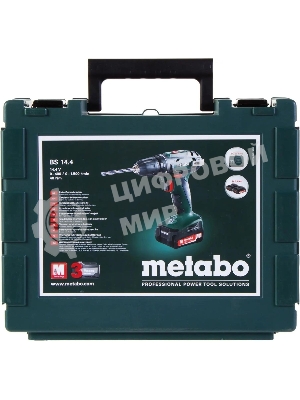 Дрель-шуруповерт Metabo BS 14.4 Li, 14,4 В, 2 Ач, 40 Нм, щеточный