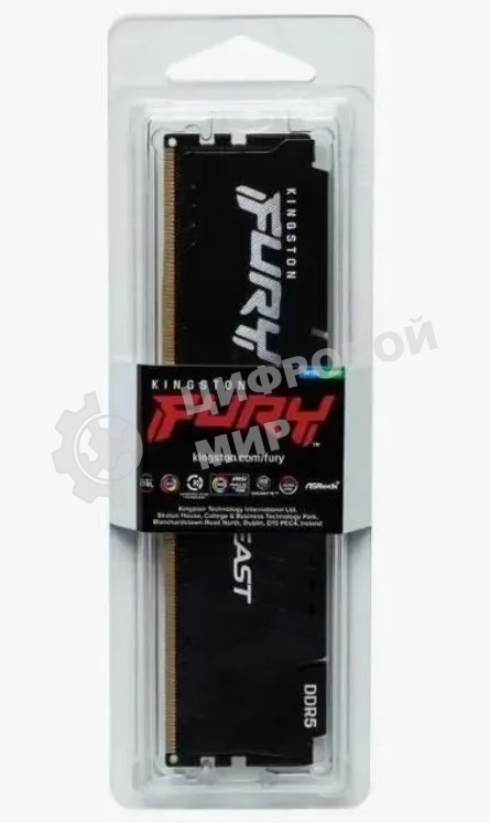 Оперативная память Kingston Fury Beast, DDR5, 8GB (1x8GB), 5600MHz, CL36, DIMM, с радиатором, черный