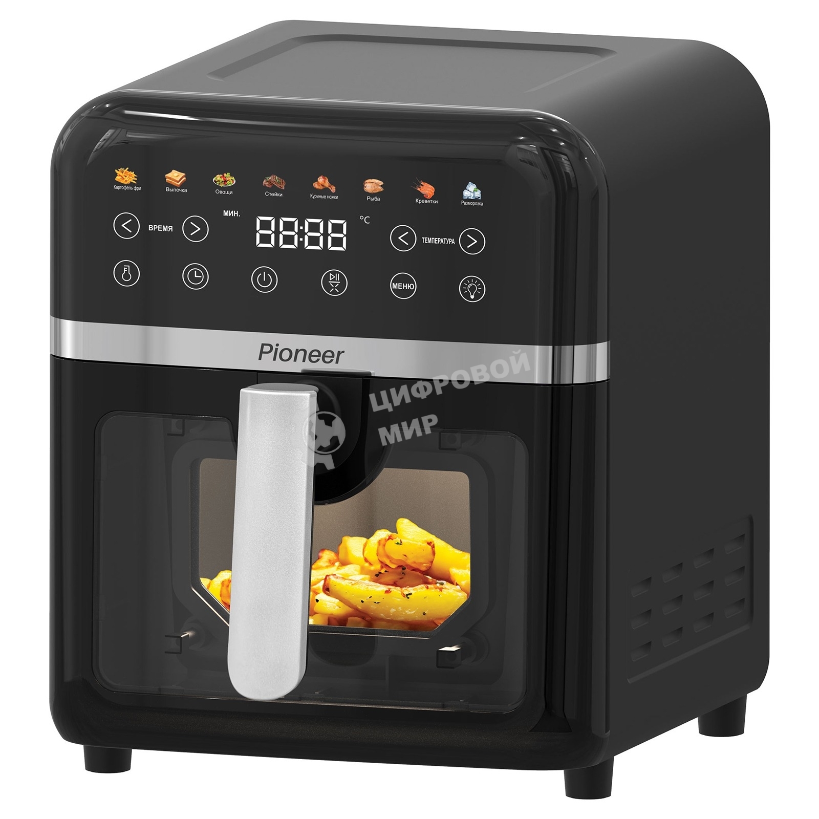 Аэрогриль Pioneer SM520D черный, 1850 Вт, 8 л, сенсор, 8 программ