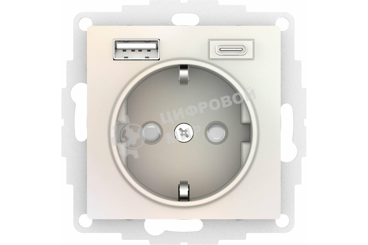 Розетка 16А с USB A+C (5В/2,4А/3 А, 2х5В/1,5А), мех SE AtlasDesign жемчуг