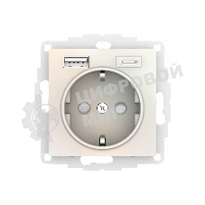 Розетка 16А с USB A+C (5В/2,4А/3 А, 2х5В/1,5А), мех SE AtlasDesign жемчуг