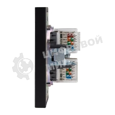 Розетка Kranz STRONG компьютерная двойная RJ45+RJ45 кат6 с/у антрацит