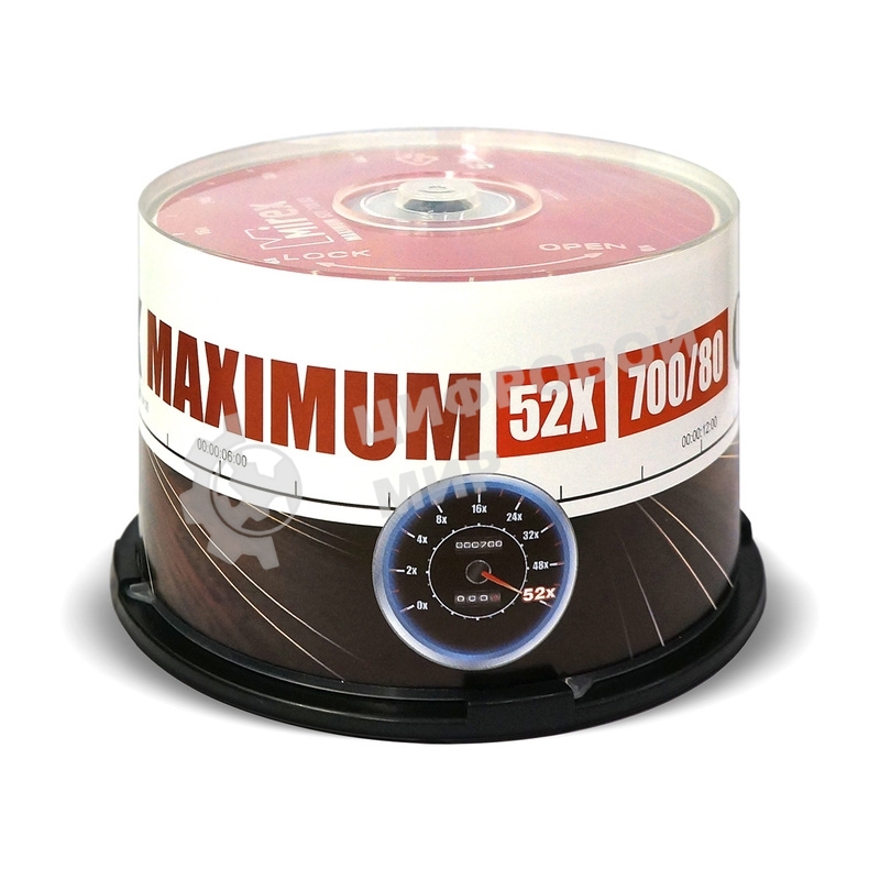 Диск CD-R Mirex 700 Mb, 52х, Maximum, Cake Box (50), (50/300)