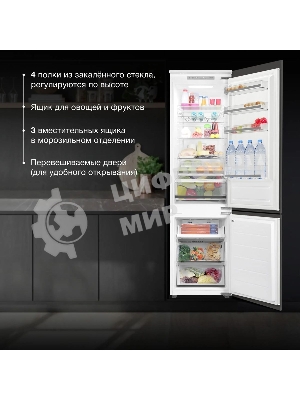 Встраиваемый холодильник Hyundai HBR 1946 2-хкамерн. белый