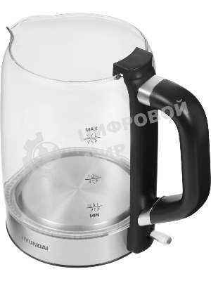 Чайник электрический Hyundai HYK-G5501 1.7 л, 2200 Вт, серебристый/черный