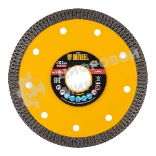 Диск алмазный отрезной Denzel 125 х 22,2мм, сплошной, супертонкий, горячий пресс, сухой/мокрый рез