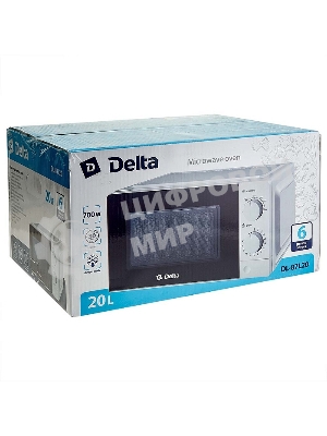 Микроволновая печь Delta DL-87L20 белый, 20 л, 700 Вт, переключатели - поворотный механизм
