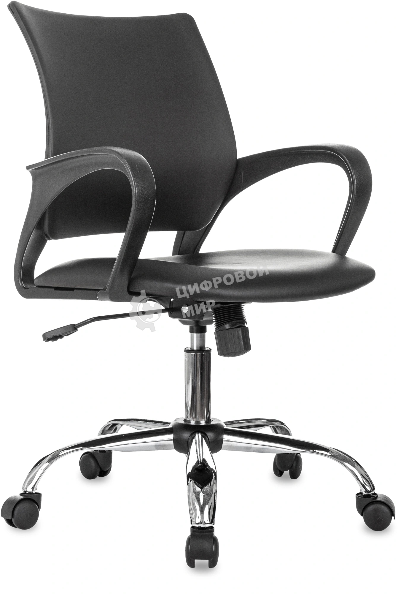 Кресло компьютерное Бюрократ CH-695NSL черный, экокожа, крестов. металл хром