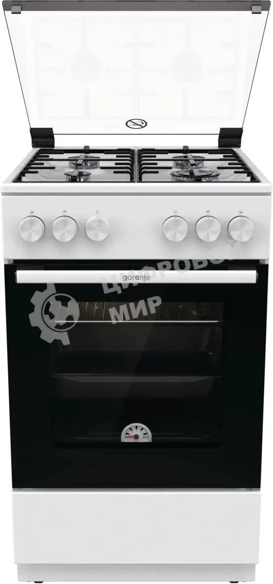 Плита газовая Gorenje GG5A10WH белый, конфорок 4 газовых, духовка 70 л, 50 см x 85 см x 59.4 см
