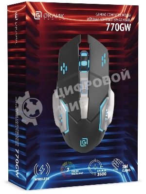 Мышь беспроводная Oklick 770GW черный, 3600 dpi, радиоканал, USB, кнопки - 6