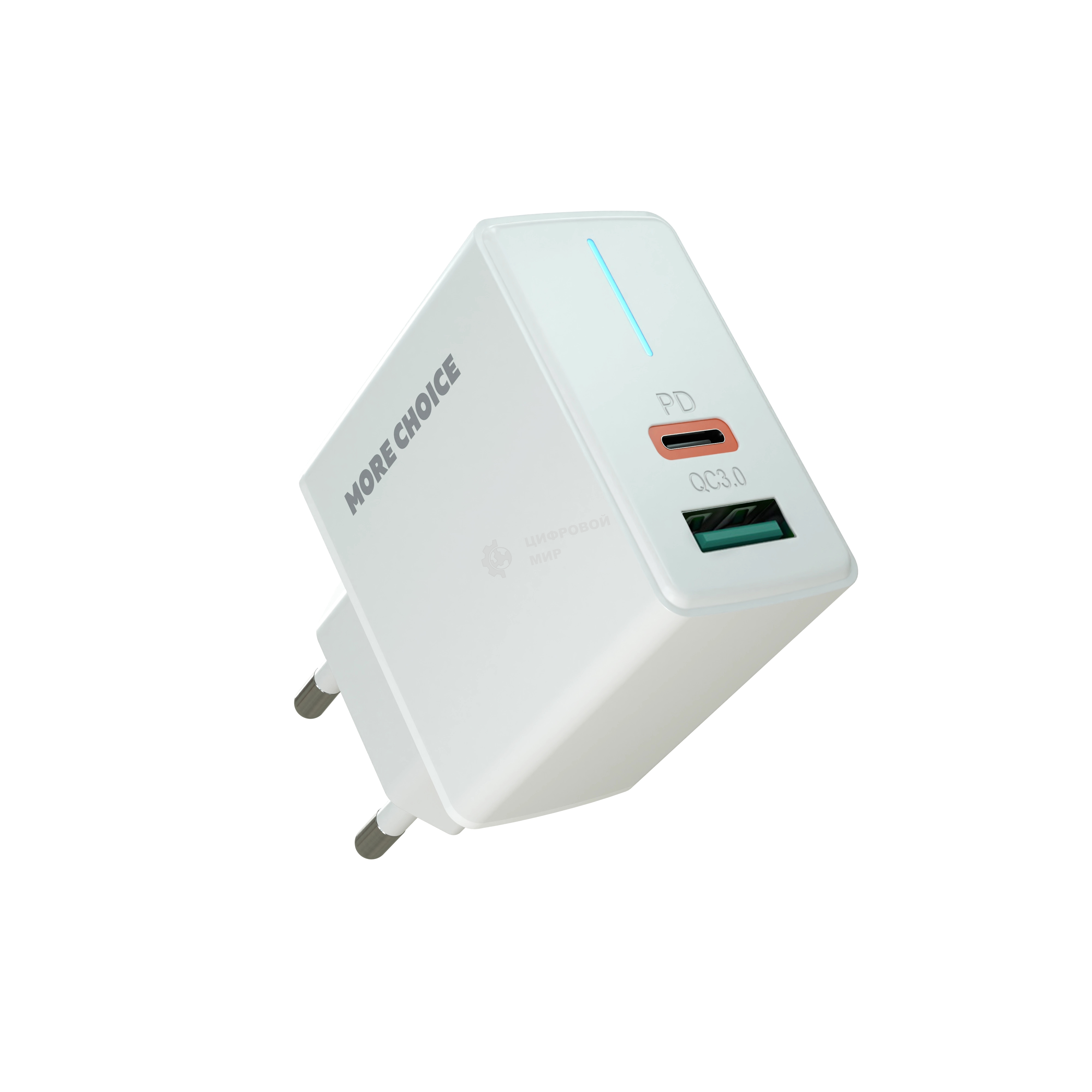 Сетевое зарядное устройство MORE CHOICE NC61 СЗУ 1USB+1USB-C 3.0A PD 20W+QC3.0 быстрая зарядка белый