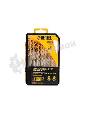 Набор сверл по металлу Denzel 1,5-6,5мм, Р6М5-TiN, Golden Tip, 13 шт