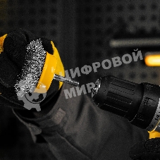 Щетка для дрели Denzel 65 мм, чашка, со шпилькой, нержавеющая витая проволока