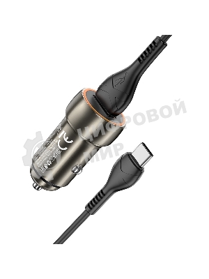 Автомобильная зарядка HOCO Z46 Blue shield, 1xUSB, 18W, серый металлик