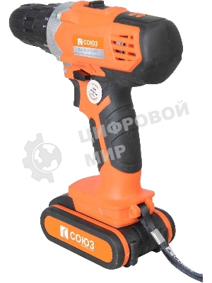 Дрель-шуруповерт СОЮЗ ДШС-18-2К-ПРОМО, 18 В, 2 Ач, 40 Нм, щеточный