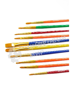Набор кистей Silwerhof Color (набор 10шт) синтетика круглая №2,3/плоская №3,6,7,12/овальная №3,10