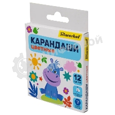 Карандаши цветные Silwerhof Mini Веселые друзья 2.65мм, шестигранный профиль, дерево, ассорти, 12 цветов, коробка с европодвесом