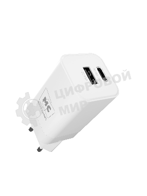 Сетевое зарядное устройство MORE CHOICE NC85i 1USB+1Type-C 3.0A PD 20W+QC3.0 для Lightning 8-pin Type-C, белый