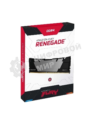 Оперативная память Kingston Fury Renegade, DDR4, 8GB (1x8GB), 3600MHz, CL16, DIMM, с радиатором, черный