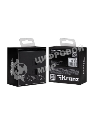 Розетка Kranz STRONG компьютерная двойная RJ45+RJ45 кат6 с/у антрацит