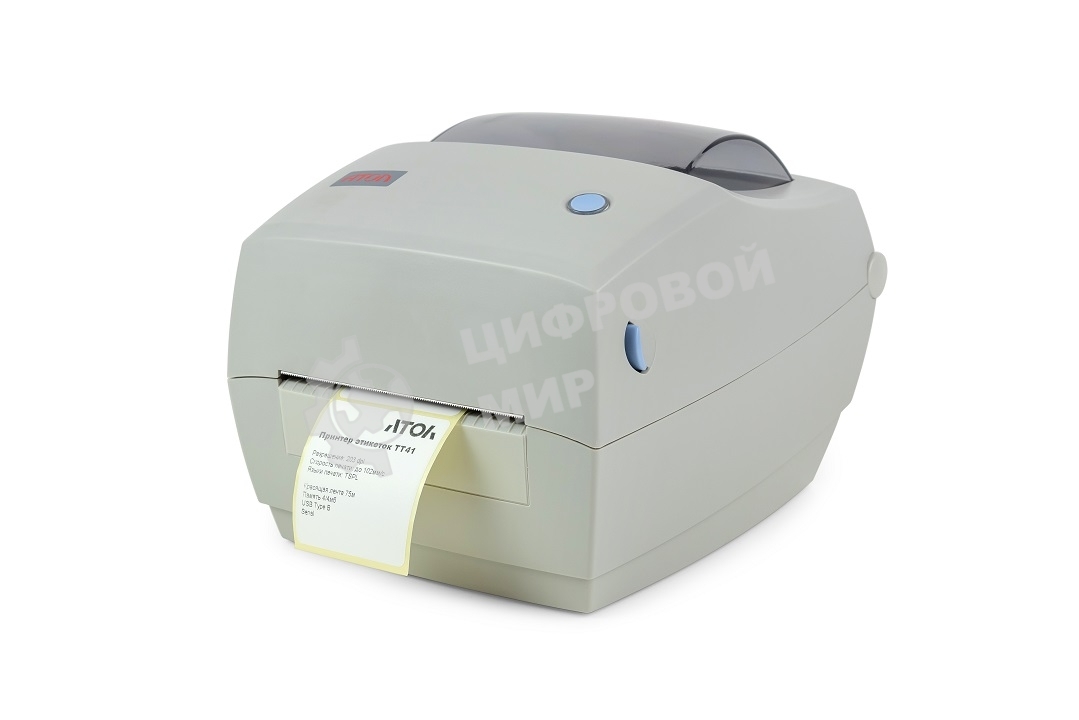 Принтер этикеток термотрансферный Атол ТТ41 203 dpi, 102 мм/сек, USB, серый