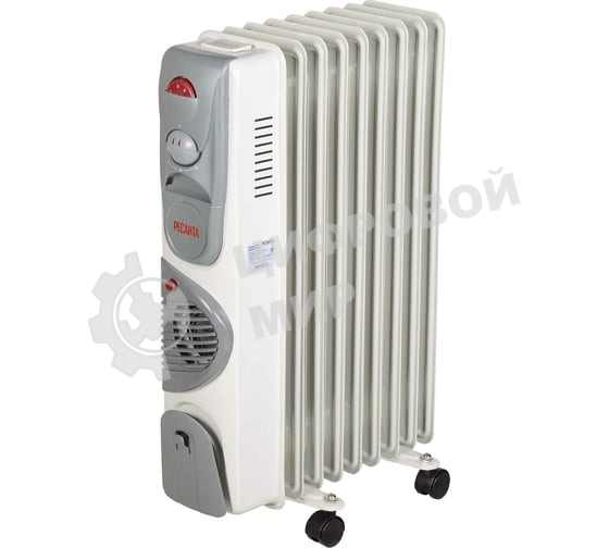 Обогреватель масляный Ресанта ОМ-9НВ (9 секций), белый, 2400 Вт, 25 м2, термостат