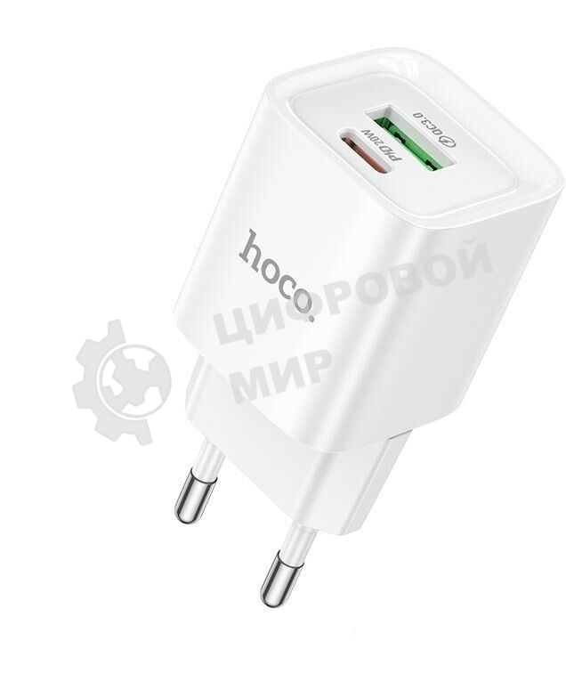 Сетевое зарядное устройство HOCO C147A 1USB+1Type-C 3.0A PD 20W+QC3.0, белый
