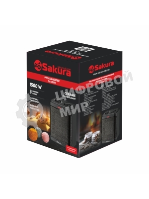 Тепловентилятор Sakura SA-0558, черный, 1500 Вт, 20 м2, термостат