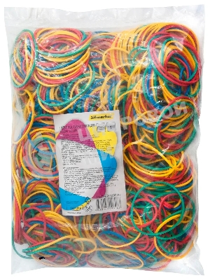 Резинки для купюр Silwerhof 189020 d=60 мм, ширина 2 мм, 1000 гр, ассорти, пластиковый пакет