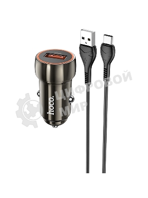 Автомобильная зарядка HOCO Z46 Blue shield, 1xUSB, 18W, серый металлик