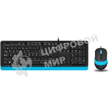 Комплект клавиатура+мышь A4Tech FStyler F1010 проводной, USB, 1600 DPI, чёрный/синий