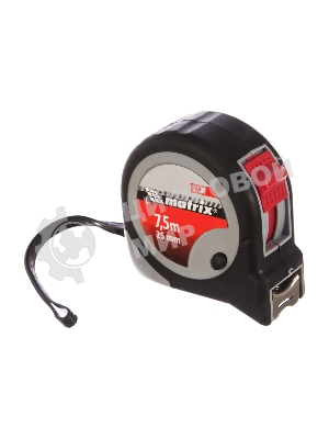 Рулетка Matrix Continuous fixation, 7,5 м х 25 мм, обрезиненный корпус, плавная фиксация