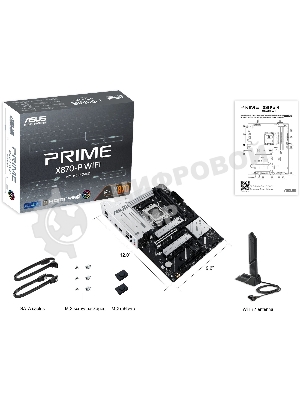 Материнская плата ASUS PRIME X870-P WIFI, AM5, AMD X870, 4xDDR5, 2xSATA, 4xM.2, 1xPCI-E 5.0 x16, 2xPCI-E 4.0 x1, 1xHDMI, 2xUSB-C, 1x 2.5Gb LAN, 4xUSB-A 3.2 Gen 1, 1xUSB-A 3.2 Gen 2, 4xUSB-A 2.0, 3x3.5 мм, 7.1, 1xWi-Fi 7, ATX