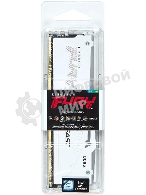 Оперативная память Kingston Fury Beast, DDR5, 16Gb (1x16GB), 5200MHz, CL40, DIMM, с радиатором, RGB, белый