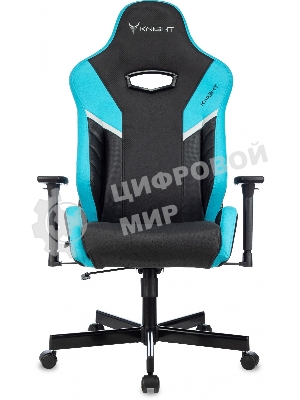 Кресло Knight Thunder 5X черный/голубой, экокожа, 120 кг, механизм качания