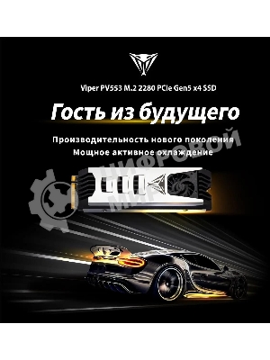 Накопитель SSD Patriot Viper PV553, 1Tb, PCIe 5.0 x4, M.2 2280, NVMe, R/W 11700/9500, активное охлаждение