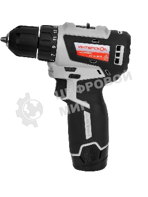 Дрель-шуруповерт ИНТЕРСКОЛ ДА-10/12В 38, 12 В, 3 Ач, 38 Нм, бесщеточный