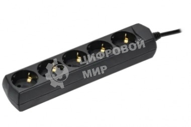 Сетевой фильтр IEK У05 5 м, 5 розеток, черный