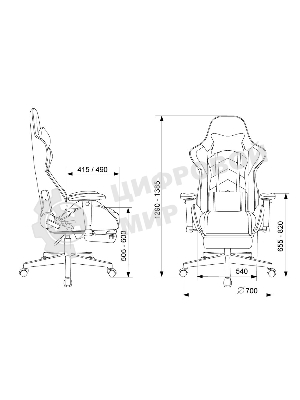 Кресло Zombie Drift/F черный/серый, экокожа, 120 кг, механизм качания, подставка для ног