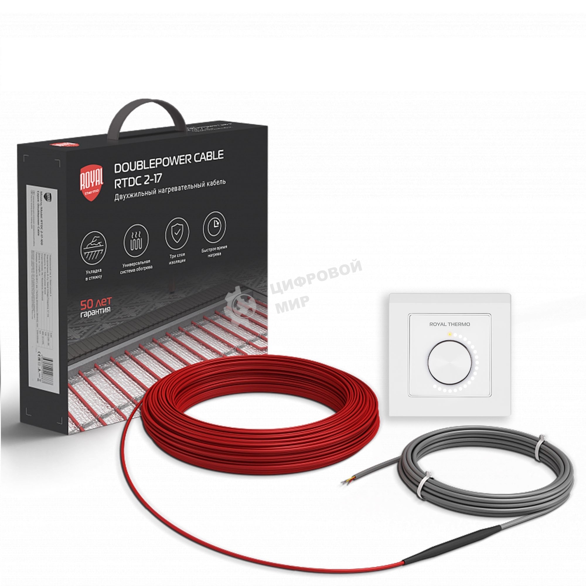 Кабель нагревательный Royal Thermo RTDC 2-17-500 (комплект с терморегулятором RTO-16)