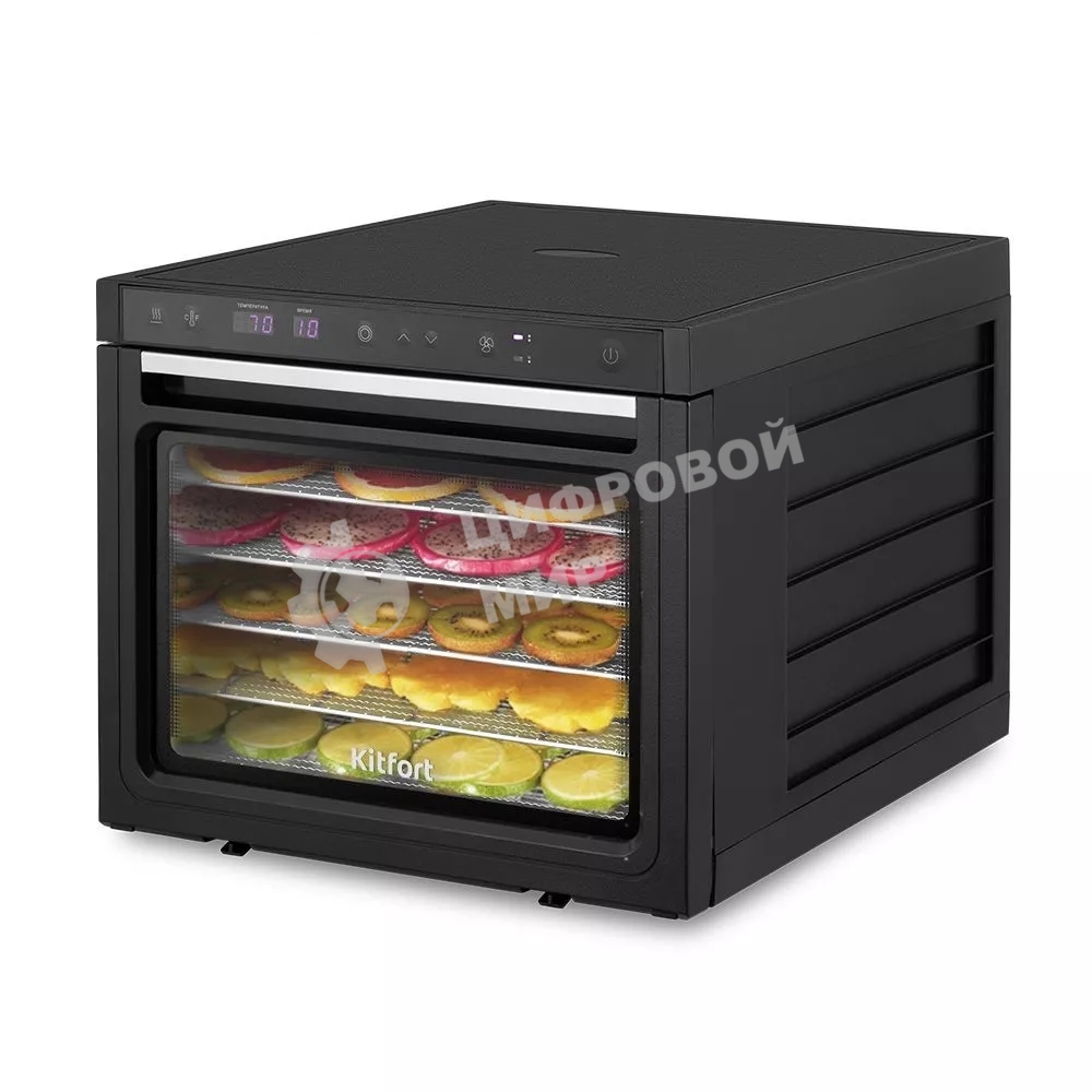 Сушка для фруктов и овощей Kitfort КТ-1962 6под. 1000 Вт, черный